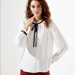 *LAST CHANCE** NWT Sheer White Ruffle Black Blouse